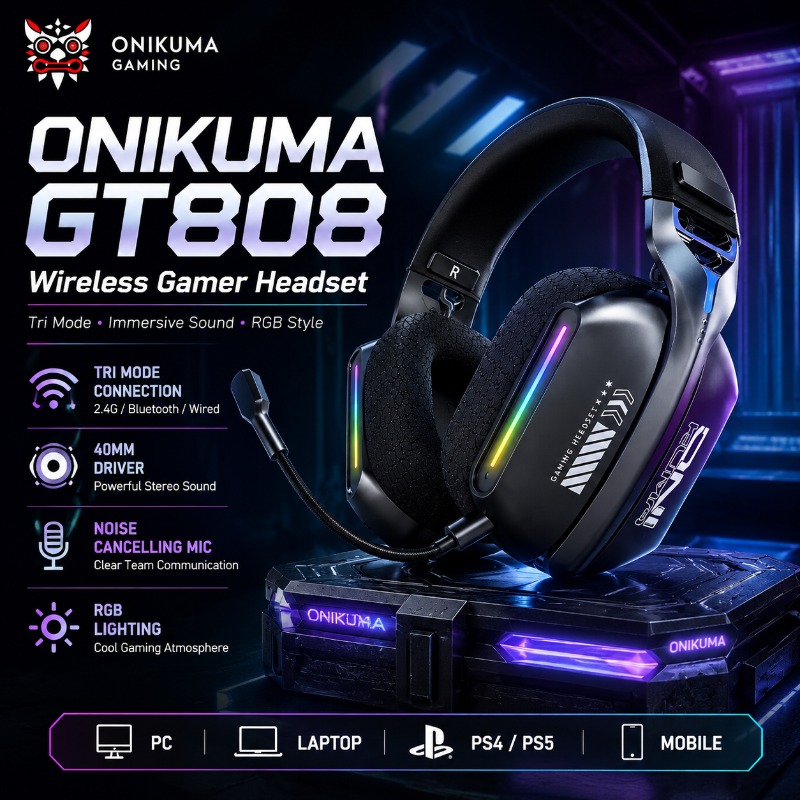Esports Gaming Headphones - ONIKUMA GT808 Auriculares inalámbricos para juegos,