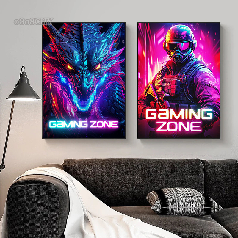 Esports Gaming Poster - Dragon Assassin-armadura espacial, zona de juego,