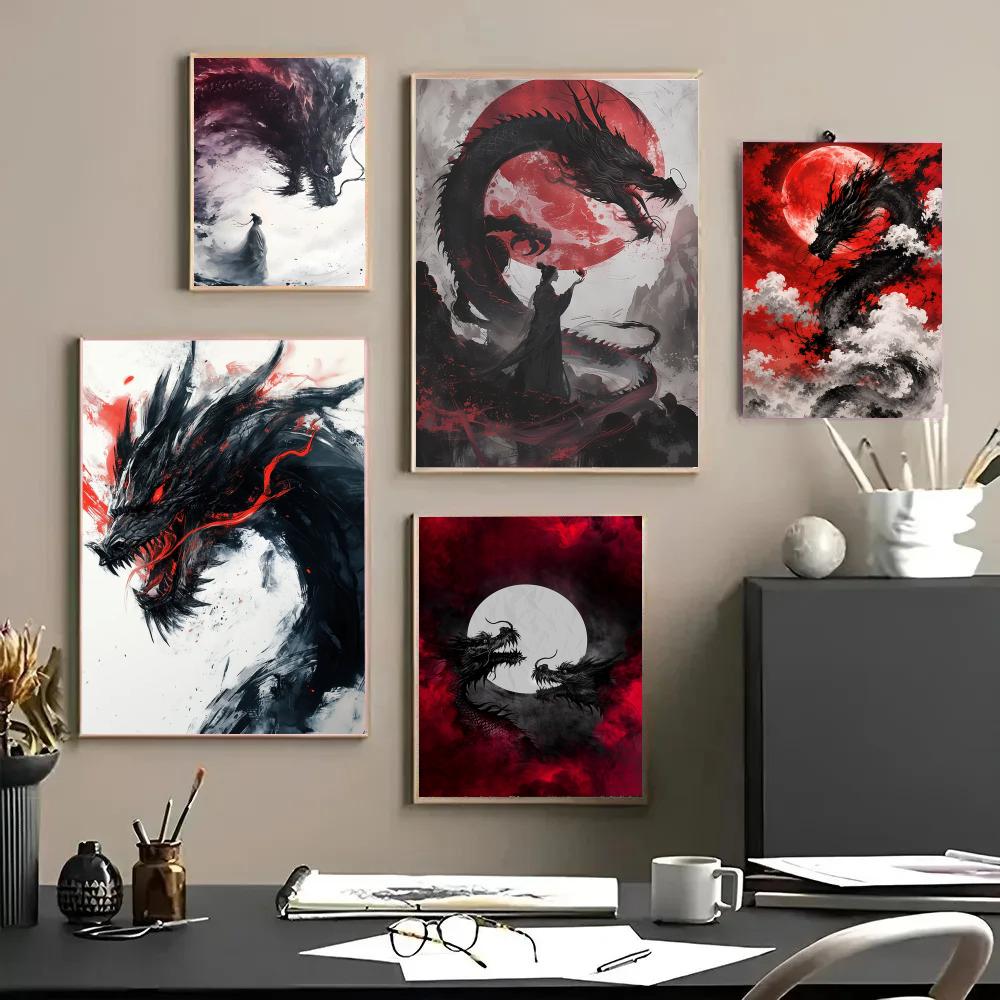 Esports Gaming Poster - Póster de dragón negro, pegatinas impermeables,