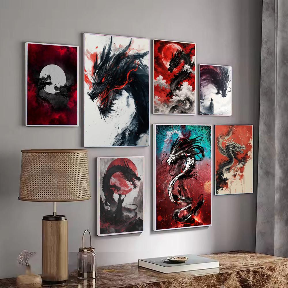 Póster de dragón negro, pegati - Esports Gaming Poster reseña y precio